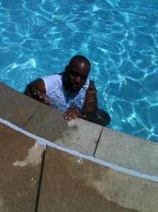 The Chocolate Hubby Taking a Cool Dip on a Hot Day